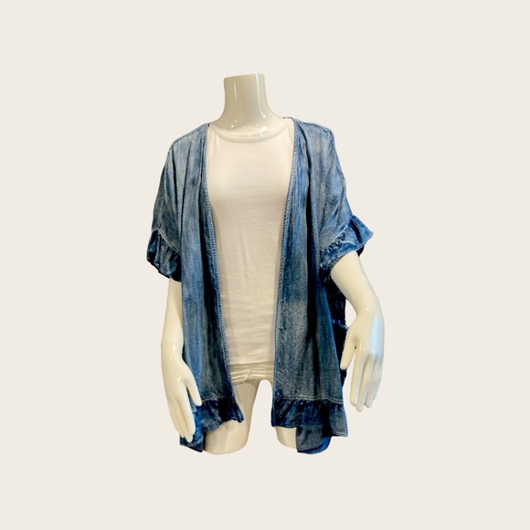 easel Tops Easel Denim Ruffled Kimono Size Small Poshmark